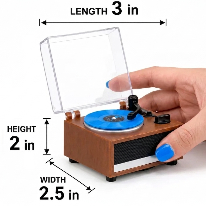 Personalisierter Mini-Vinyl-Musikplayer, der sich wirklich dreht und Musik abspielt | Jedes Vinyl kann ein anderes Lied abspielen, individuelles Fotoalbum-Cover, DIY-Vinyl-Farbgeschenk für Papa zum Vatertag - dephotoblanket