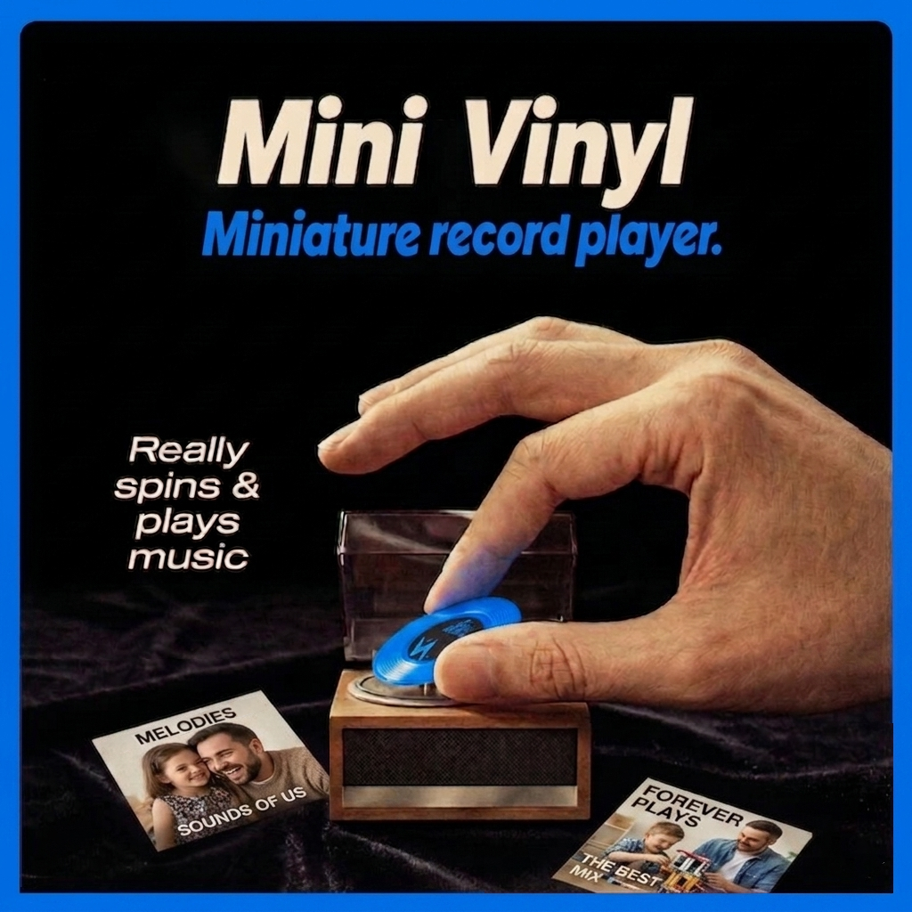 Personalisierter Mini-Vinyl-Musikplayer, der sich wirklich dreht und Musik abspielt | Jedes Vinyl kann ein anderes Lied abspielen, individuelles Fotoalbum-Cover, DIY-Vinyl-Farbgeschenk für Papa zum Vatertag - dephotoblanket