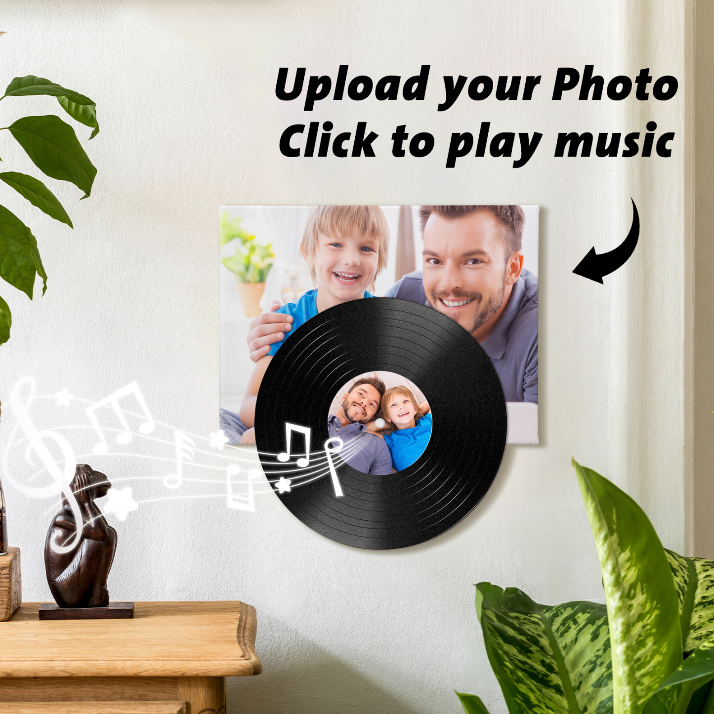 Benutzerdefiniertes Foto-vinyl Mit Musik-wandkunst, Vinyl-plattenspieler, Kein Telefon Erforderlich, Einfach Klicken, Um Musik Aus Bleibenden Erinnerungen Abzuspielen, Das Beste Vatertagsgeschenk Für Papa - dephotoblanket