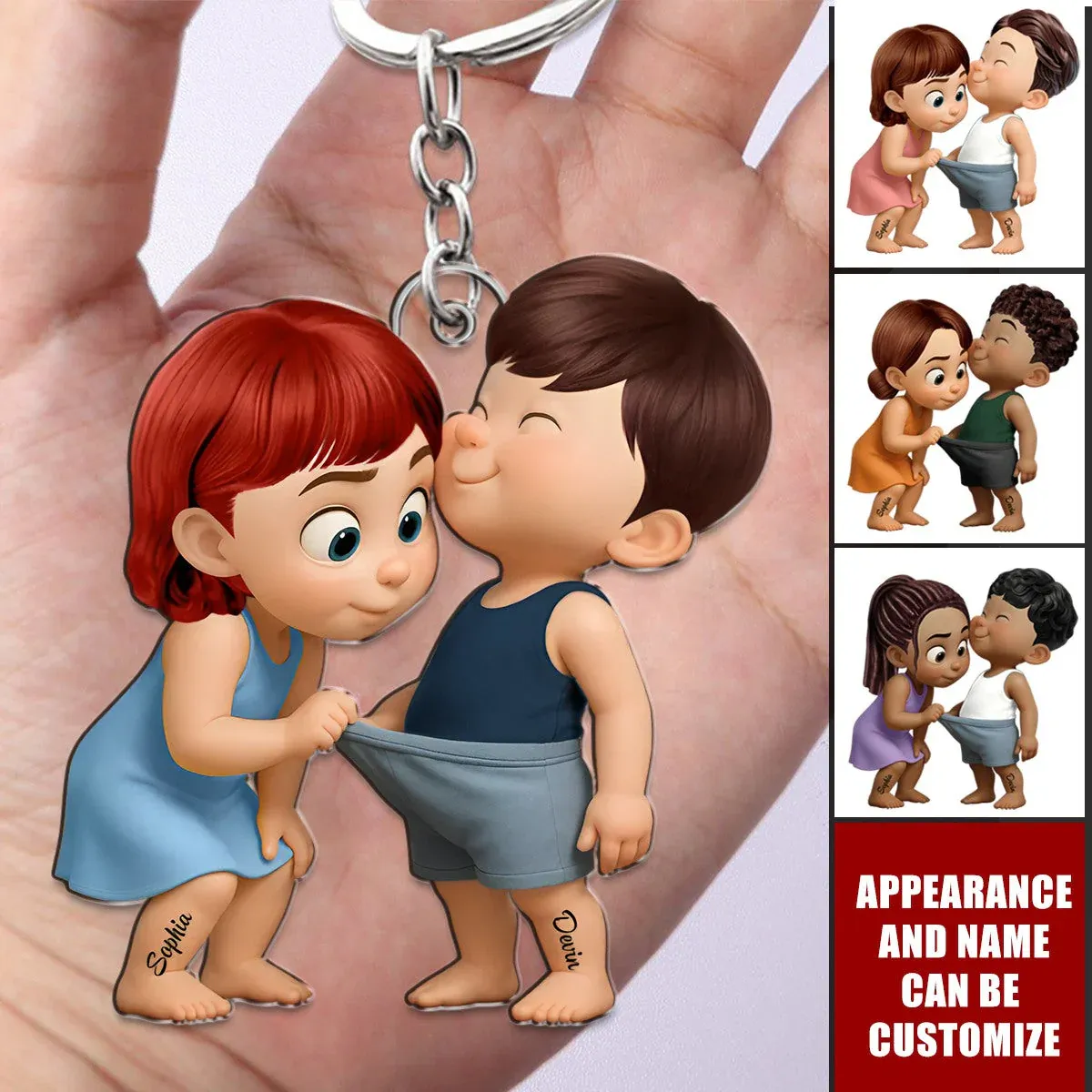 Personalisierter Autoanhänger Aus Acryl – Süßer Kussmoment Des Paares – Personalisiertes Namensgeschenk Für Freund Und Freundin - dephotoblanket