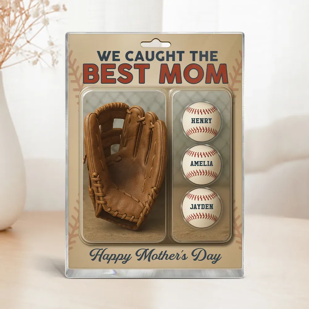 Personalisierte Acryl-blocktafel „wir Haben Den Besten Papa Und Opa Gefangen“ Mit Baseball- Und Handschuhfiguren - dephotoblanket