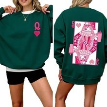 Valentinstag-sweatshirt „queen Of Hearts“ Mit Rundhalsausschnitt, Damen-freizeit-langarmshirt - dephotoblanket