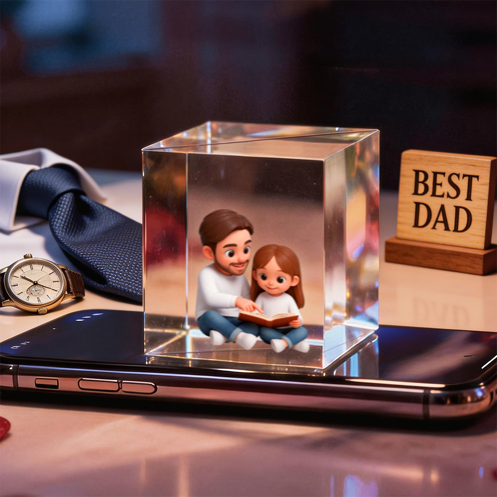 3d-cartoon-doppelpersonen-lumina-boxen-hologramm-video | Vatertagsgeschenk Mit Hochtransparentem Hologrammmaterial Für Papa - dephotoblanket