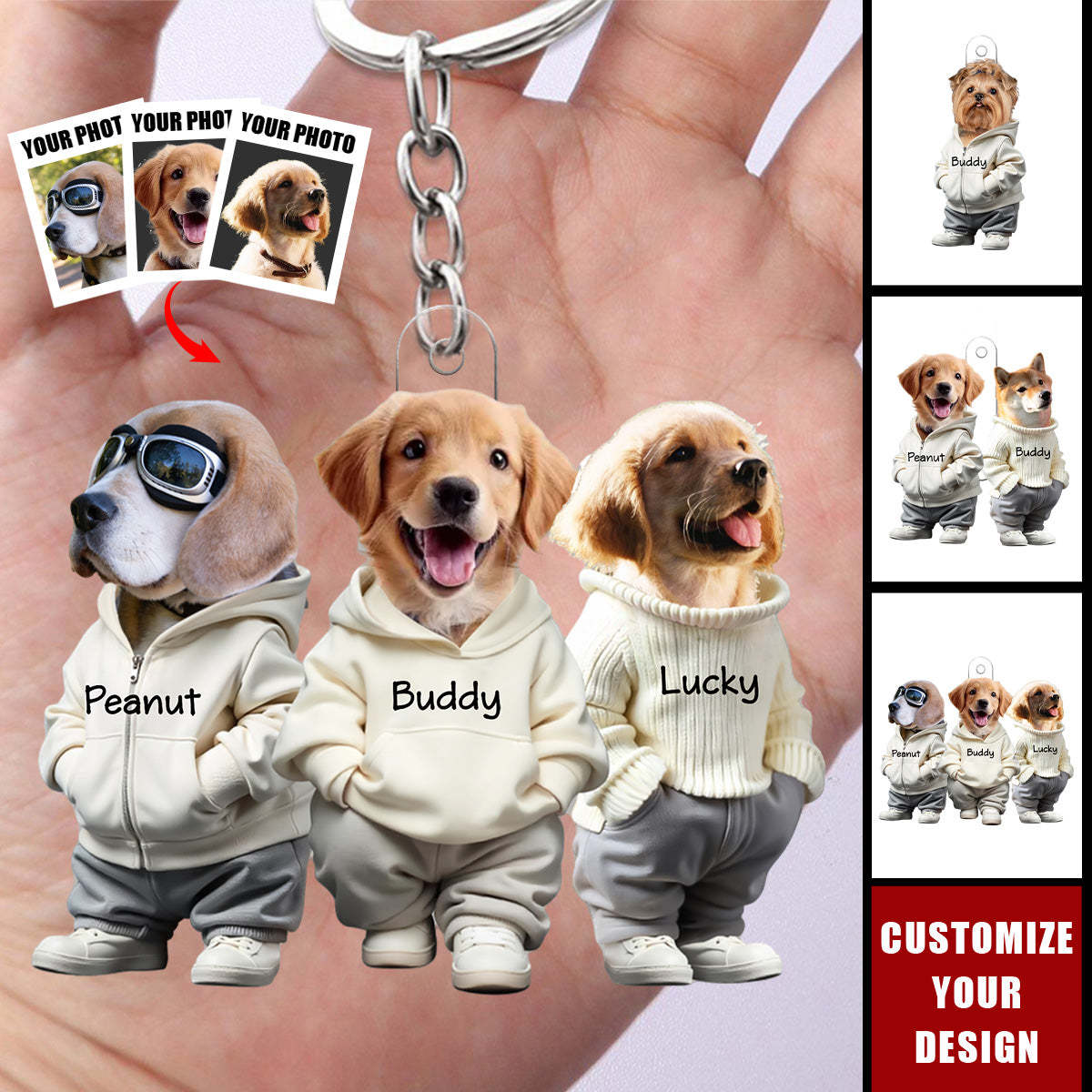 Benutzerdefiniertes Gesicht Süßer Hund - Personalisierter Acryl Schlüsselanhänger