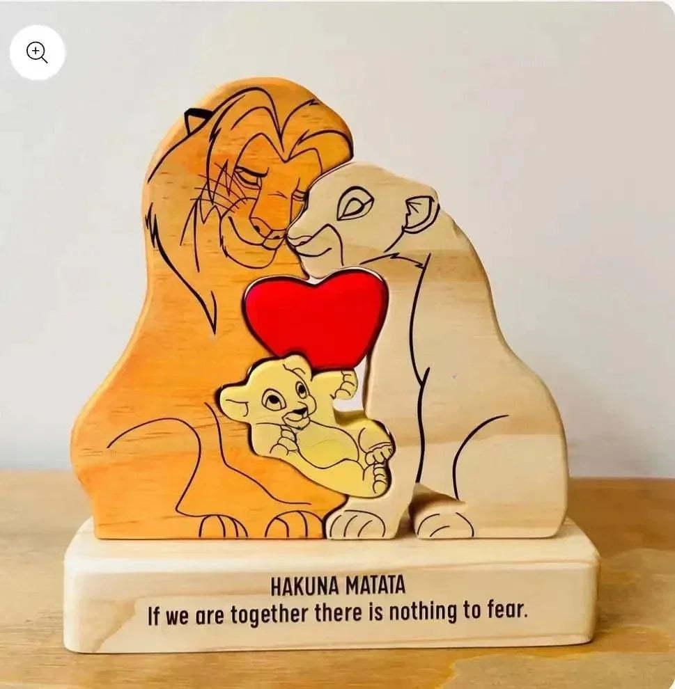 Holz Löwen Familie Benutzerdefinierte Namen Puzzle Home Decor Geschenke