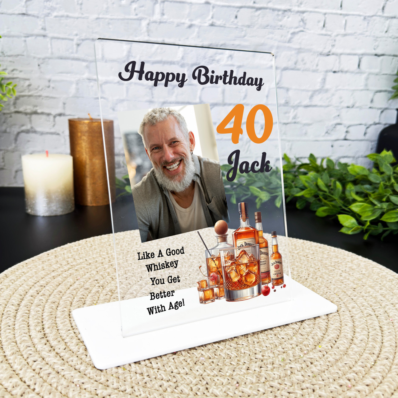 Geburtstagsgeschenk Whiskyflaschen Foto Benutzerdefiniertes Personalisiertes Geschenk Acrylplakette