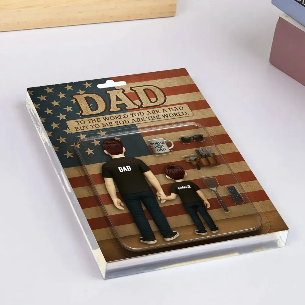 Papa Und Kinder Rückansicht Personalisierte Figur Personalisierte Acrylblock-plakette, Vatertagsgeschenk Für Papa Oder Ehemann - dephotoblanket
