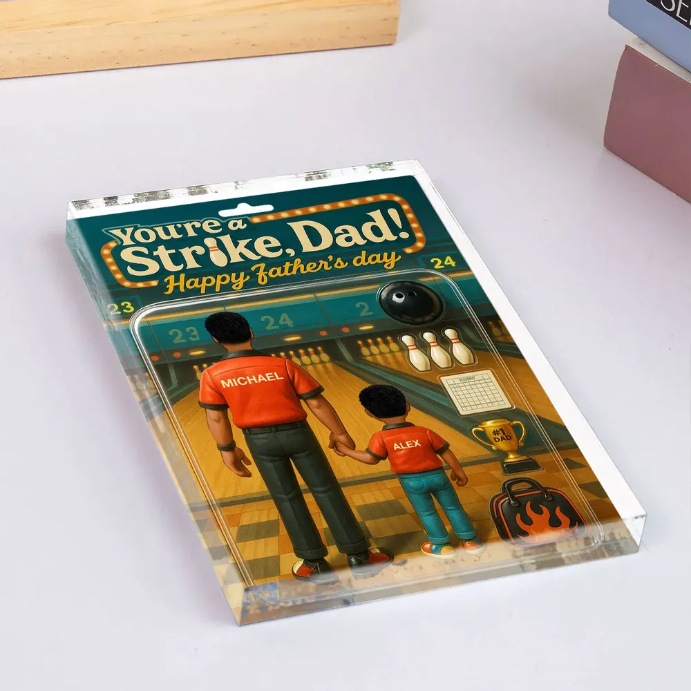 Strike! Custom Bowling Dad Acrylblock-plakette - Personalisiertes Vatertagsgeschenk Für Papa Oder Ehemann - dephotoblanket