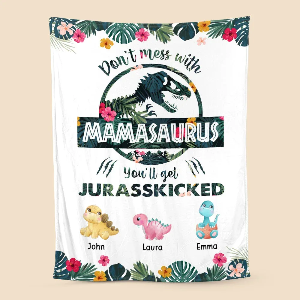 Don't Mess With Mamasaurus Tropical - Personalisierte Decke - Bestes Geschenk Für Mutter