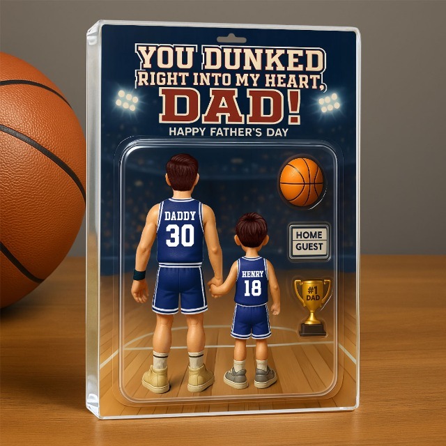 Benutzerdefinierte Figur, Personalisierte Acrylblock-plakette, Vatertagsgeschenk, Basketball-stil Für Papa, Personalisierte Spielzeug-dekor-kunst, Benutzerdefiniertes Foto, Acryl-dekorationsplakette Für Pops - dephotoblanket