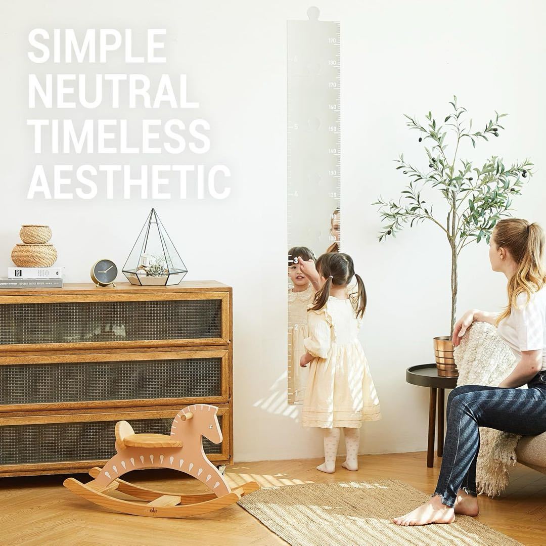 Acrylic Mirror Growth Chart Wall Sticker Kids Height Measurement Ruler in Inches & cm, Decal for Family Baby Room, Nursery, Kindergarten - dephotoblanket