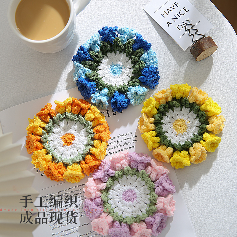 Ensemble De Sous-verres En Crochet Fait Main Avec Motif Floral Transformable, Décoration D'intérieur Écologique, Cadeau Unique Pour Maman - MapLunelampeFr