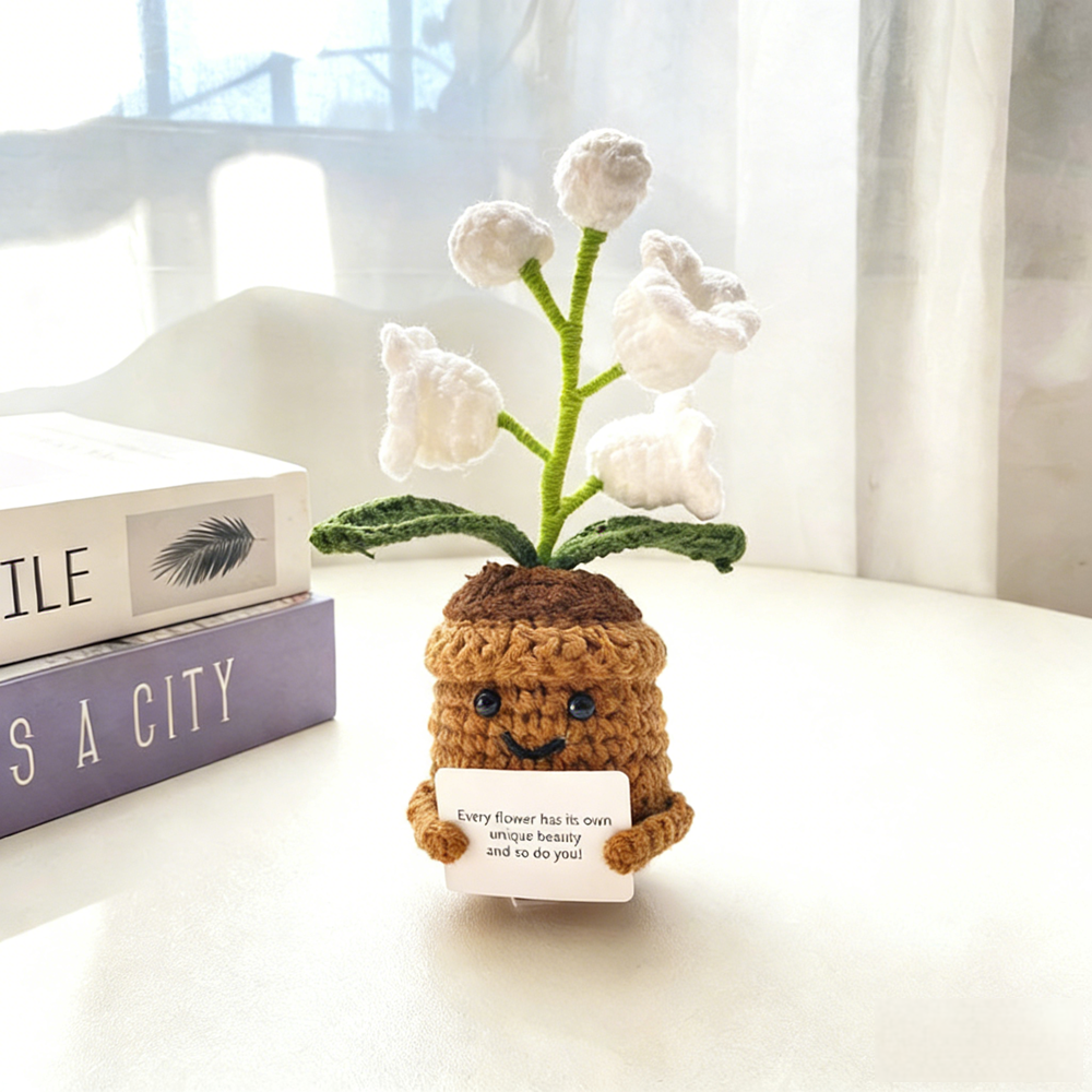 Muguet Lumineux Led Au Crochet - Fleur Tricotée En Pot Illuminée Pour La Décoration D'intérieur - MapLunelampeFr