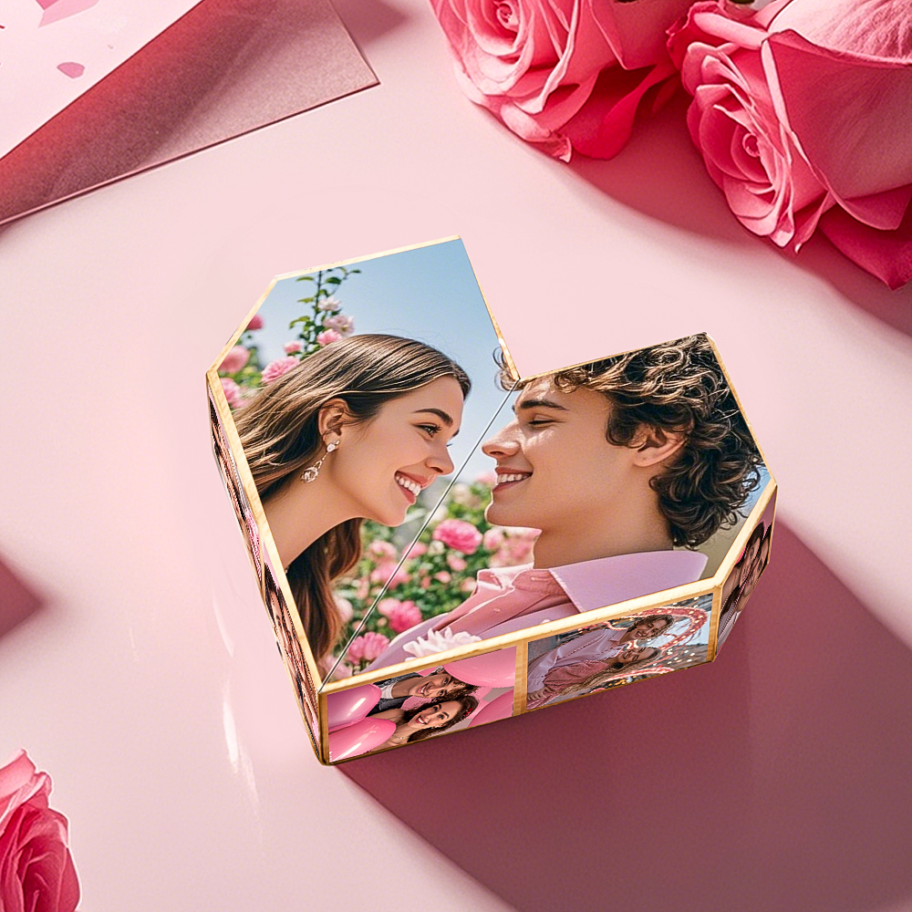 Cube Rubik Personnalisé Avec Photo De Dessin Animé, Cube Photo Infini Pliable Pour Couple, Cadeau Idéal Pour Noël - MapLunelampeFr