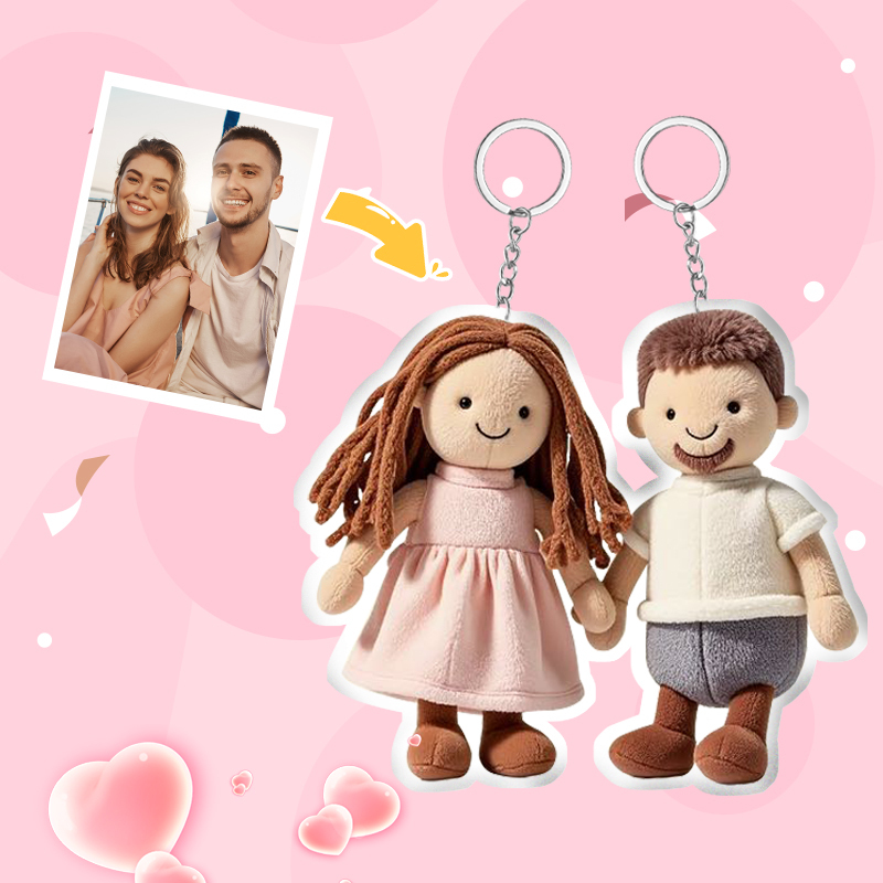 Porte-clés Poupée En Peluche Avec Photo Personnalisée, Mini Me, Cadeaux Uniques Pour Couple - MapLunelampeFr