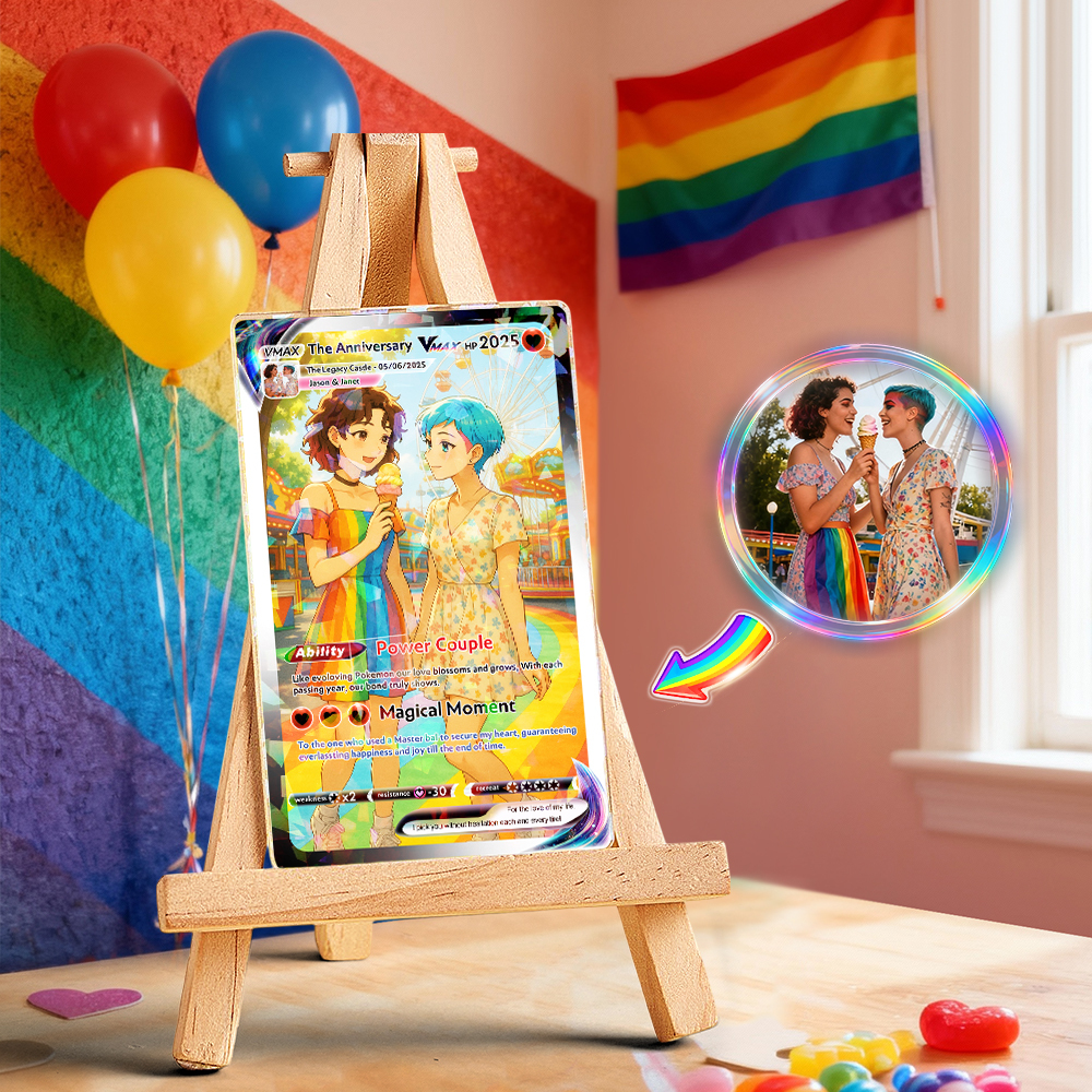 Carte à Collectionner De Noël LGBT Personnalisée, Style Bande Dessinée Personnalisée, à Collectionner Pour Les Couples, Cadeau De Vacances Inspiré De La Fierté - MapLunelampeFr