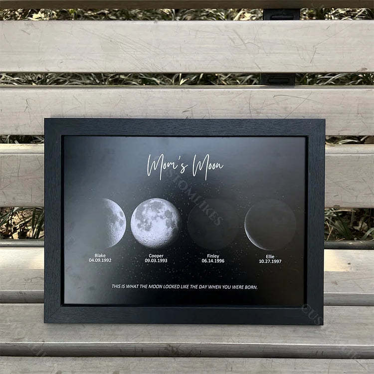 Cadre Familial Personnalisé Avec Impression De Phase De Lune, Cadeau D'anniversaire Pour Maman, Cadeaux De Fête Des Mères - MapLunelampeFr