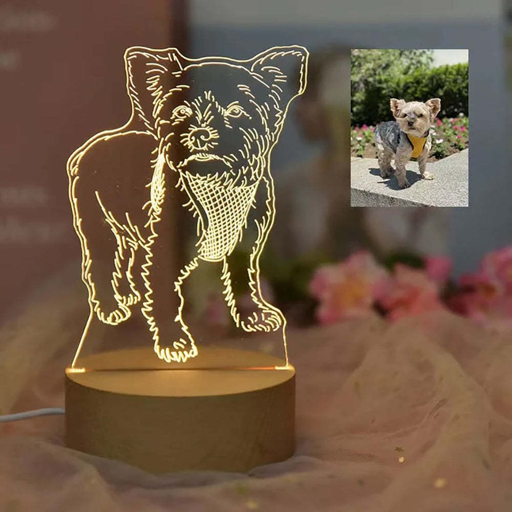 Cadeaux pour les amoureux des animaux de compagnie Lampe photo Lumière LED Portrait gravé Chien Veilleuse