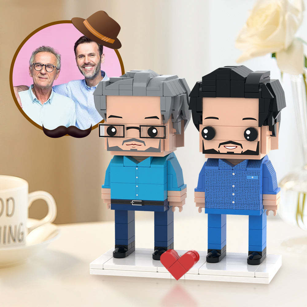 Cadeaux Surprise Pour Papa, Figurines En Brique Entièrement Personnalisées Pour 2 Personnes, Jouet En Bloc De Petites Particules - MapLunelampeFr