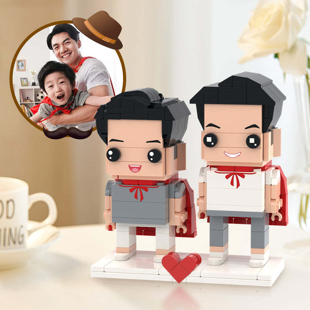 Cadeaux Surprise Pour La Fête Des Pères, Figurines En Brique Personnalisées Pour 2 Personnes, Jouet En Bloc De Petites Particules - MapLunelampeFr