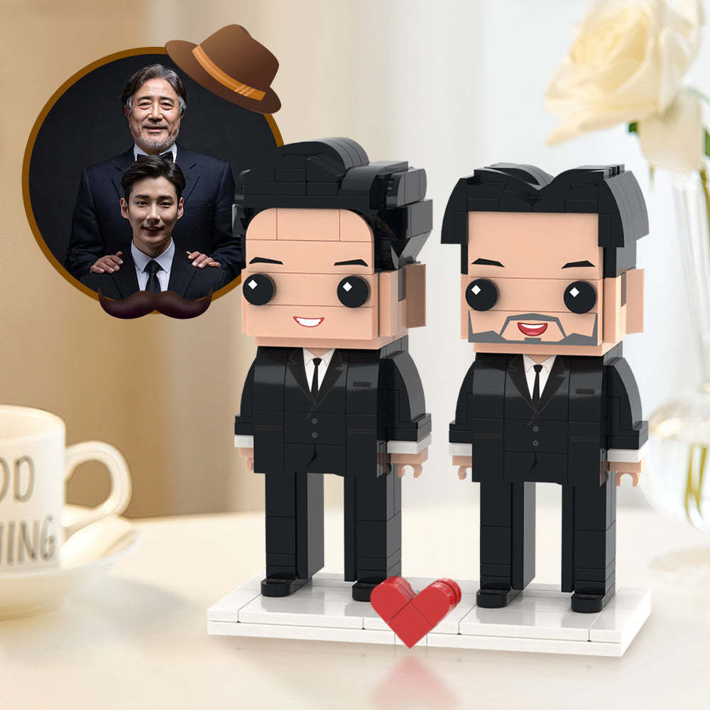 Cadeaux Créatifs Pour La Fête Des Pères, Figurines En Brique Personnalisées Pour 2 Personnes, Jouet En Bloc De Petites Particules - MapLunelampeFr
