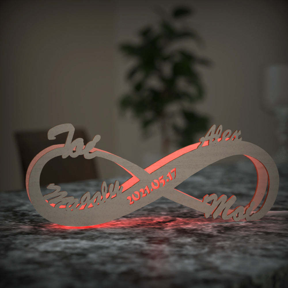 Amour Bonheur Lampe Veilleuse Bois Gravé Personnalisé Lumière Infini Amour Cadeau Pour Elle Aimer Maman