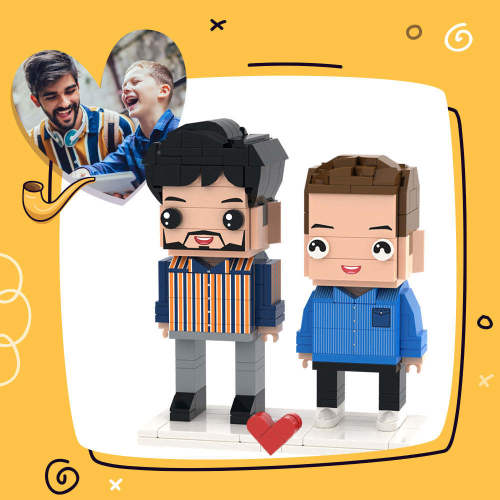 Cadeau Exquis Pour Papa Personnalisable Entièrement Corps 2 Personnes Figurines En Brique Personnalisées - MapLunelampeFr