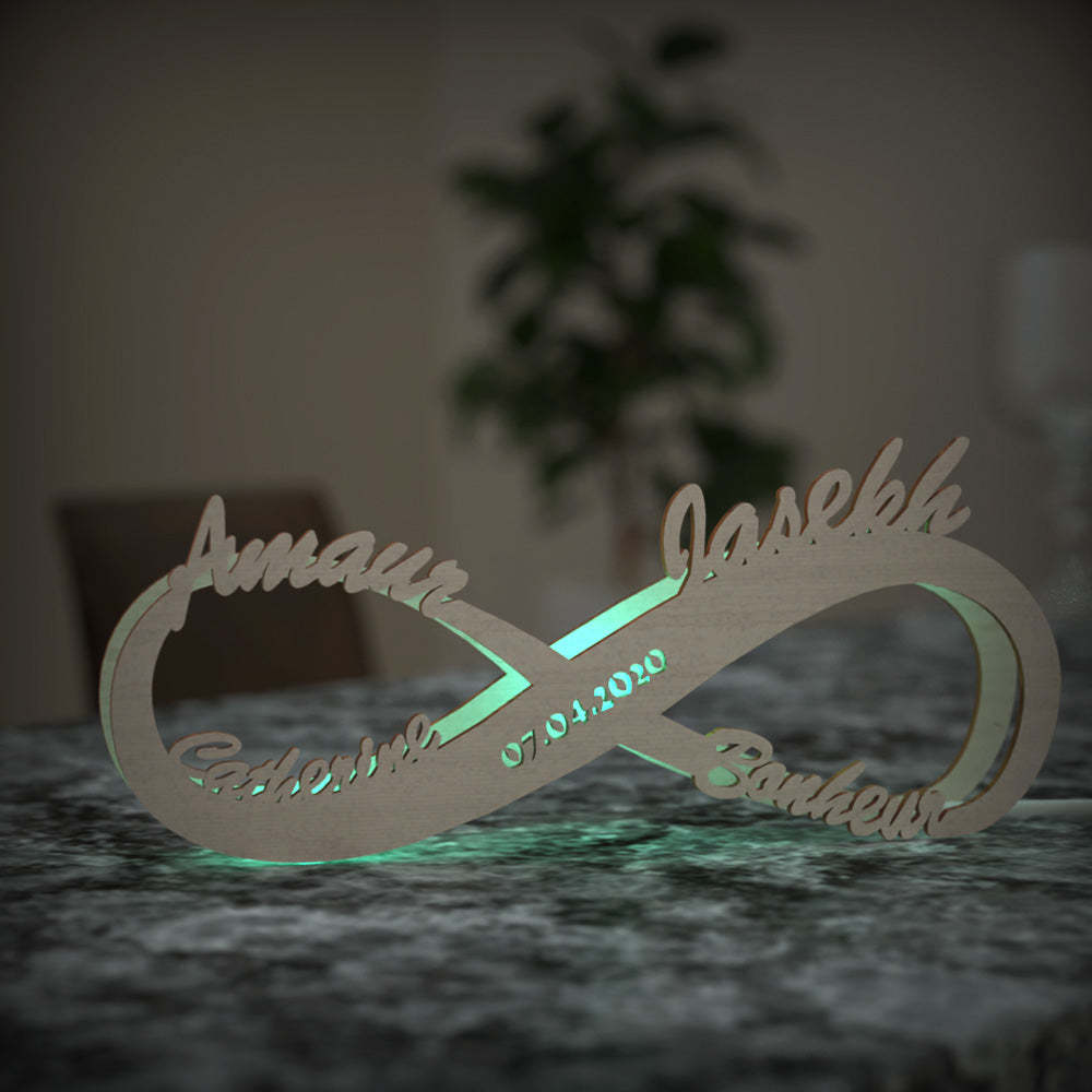 Amour Bonheur Lampe Veilleuse Bois Gravé Personnalisé Lumière Infini Amour Cadeau Pour Elle Aimer Maman