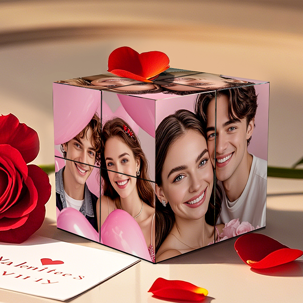 Cube Rubik Personnalisé Avec Photo De Dessin Animé, Cube Photo Infini Pliable Pour Couple, Cadeau Idéal Pour Noël - MapLunelampeFr