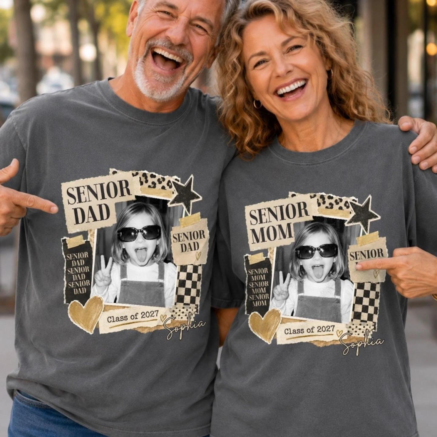Cadeau Personnalisé De T-shirt De Graduation De Maman Senior Pour La Classe 2027 - Tee-shirt Photo Personnalisé Pour La Fête Des Mères Ou La Fête De Remise Des Diplômes - MapLunelampeFr