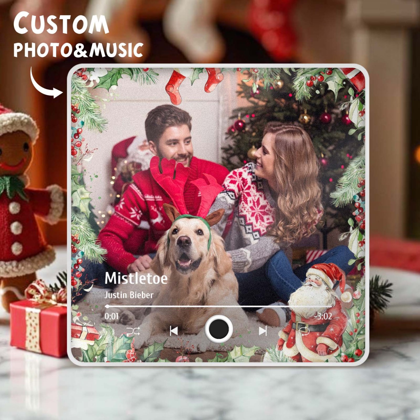 Aimant De Réfrigérateur Avec Photo Personnalisée, Cadeaux De Noël Pour Les Amoureux, Aimants Musicaux Personnalisés, Peuvent Jouer Des Chansons - MapLunelampeFr