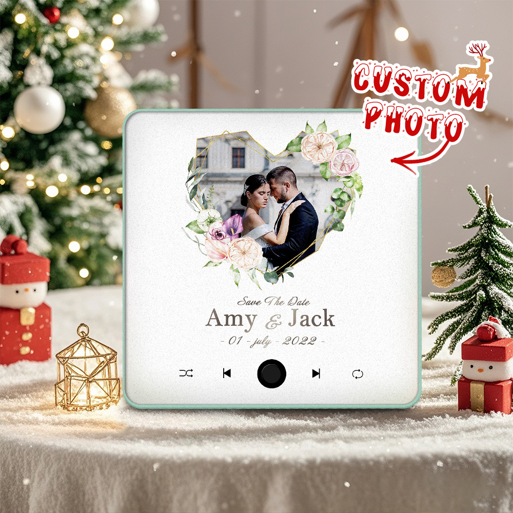 Aimant De Réfrigérateur Personnalisé Avec Photo De Mariage, Cadeau De Noël Pour Couples, Aimants Musicaux Personnalisés, Peuvent Jouer Des Chansons - MapLunelampeFr