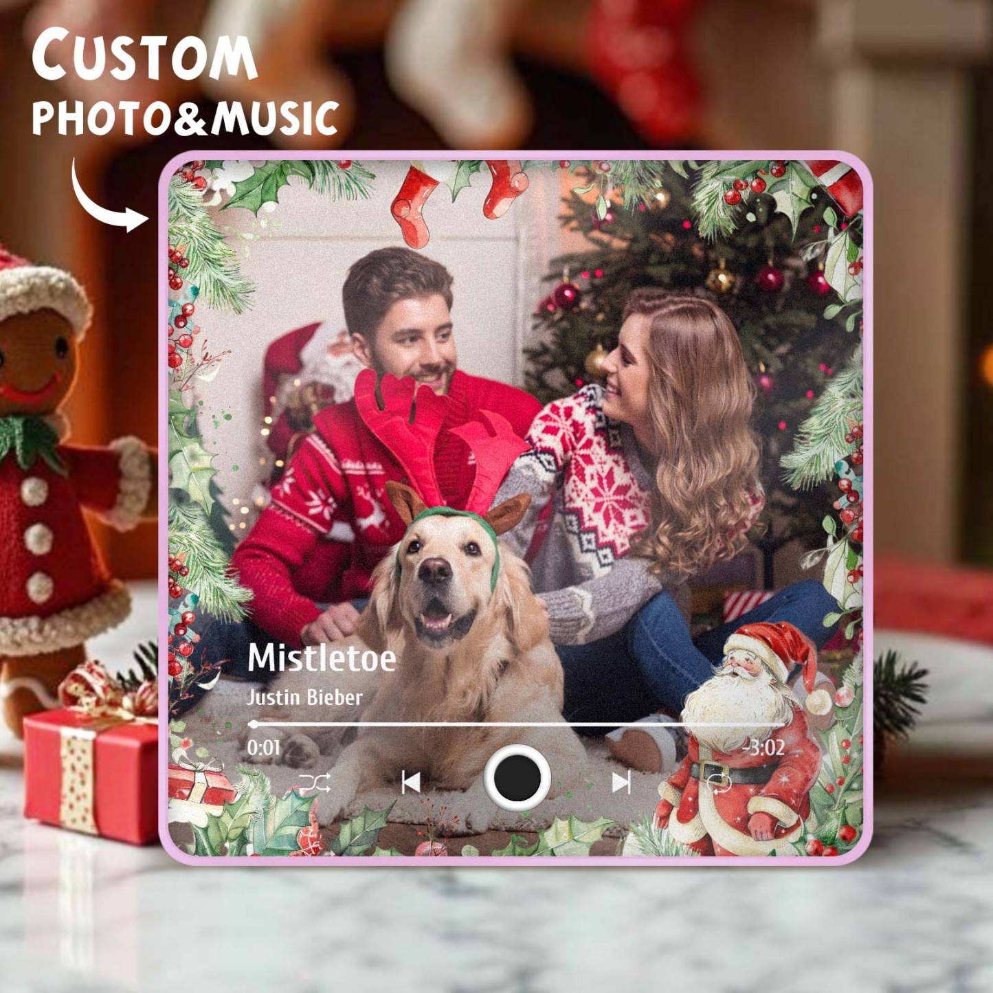 Aimant De Réfrigérateur Avec Photo Personnalisée, Cadeaux De Noël Pour Les Amoureux, Aimants Musicaux Personnalisés, Peuvent Jouer Des Chansons - MapLunelampeFr