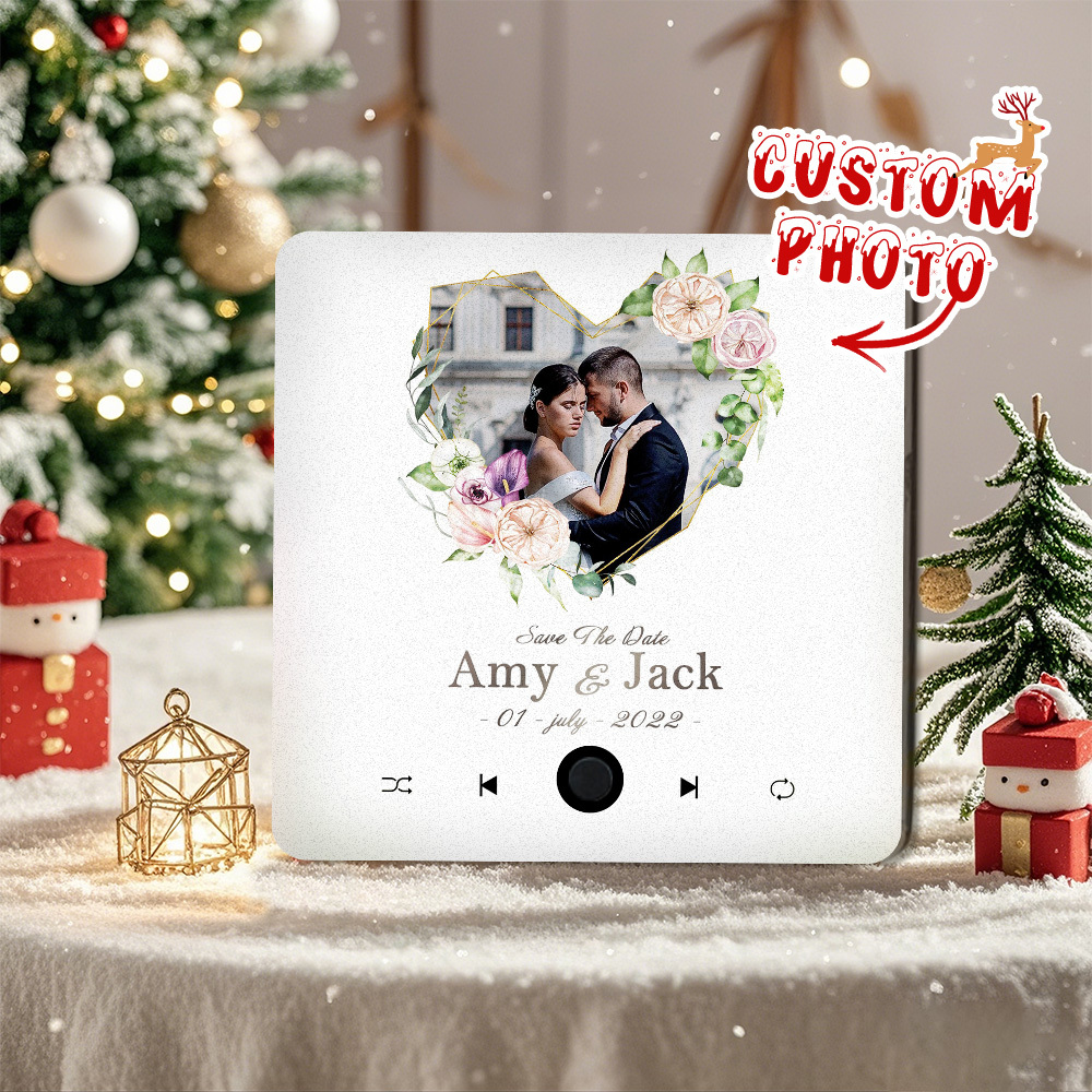 Aimant De Réfrigérateur Personnalisé Avec Photo De Mariage, Cadeau De Noël Pour Couples, Aimants Musicaux Personnalisés, Peuvent Jouer Des Chansons - MapLunelampeFr