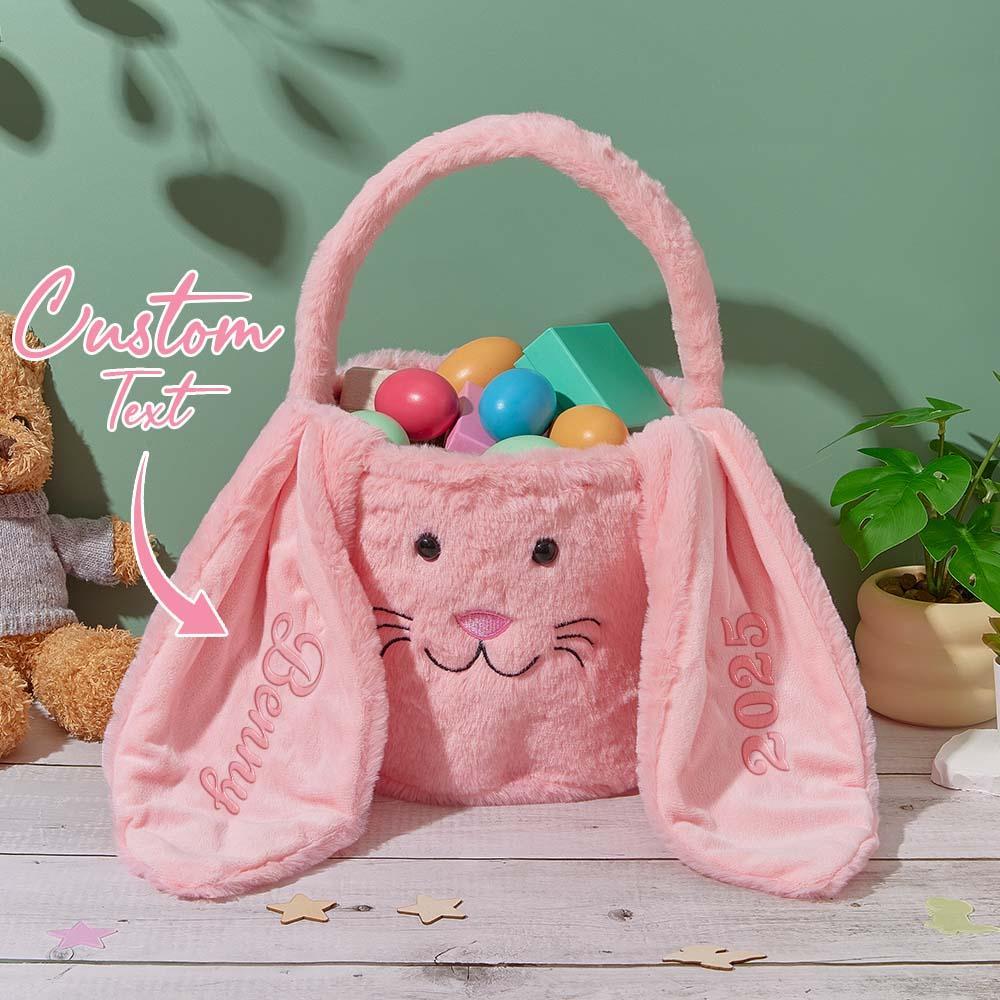 Panier De Pâques Personnalisé En Peluche, Seau De Pâques Brodé, Panier Lapin Pour Enfants Avec Nom, Sac De Pâques Personnalisé, Cadeau De Pâques Pour Enfants Filles Garçons