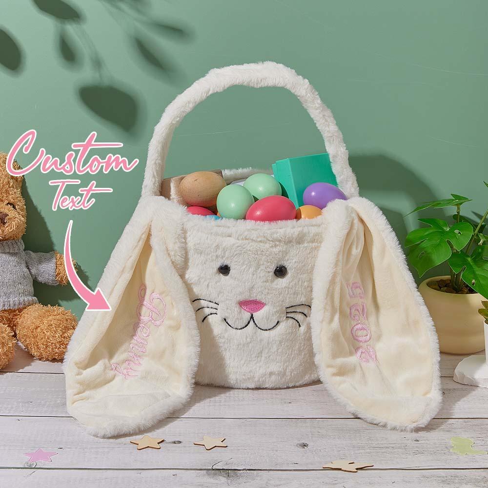 Panier De Pâques Personnalisé En Peluche, Seau De Pâques Brodé, Panier Lapin Pour Enfants Avec Nom, Sac De Pâques Personnalisé, Cadeau De Pâques Pour Enfants Filles Garçons