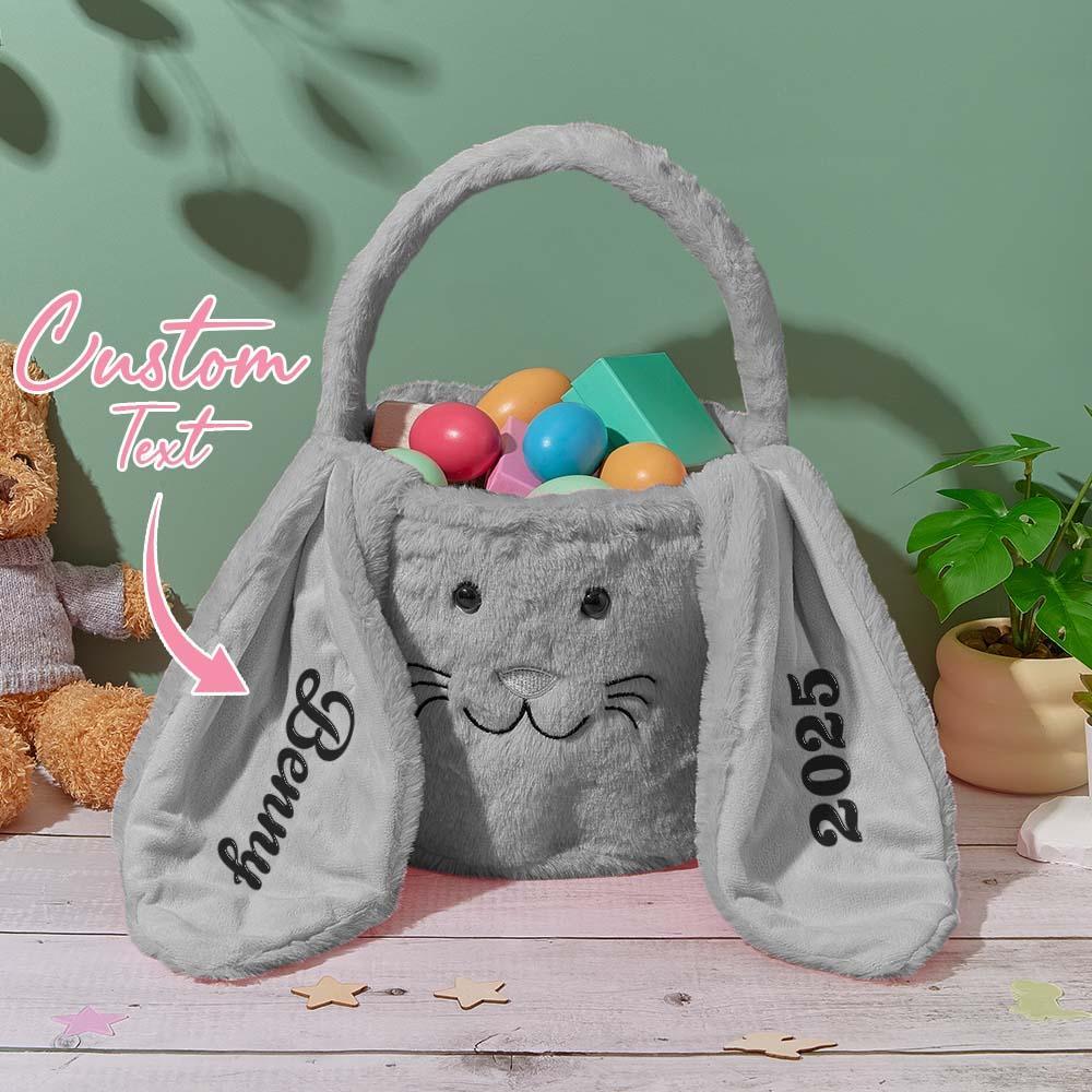 Panier De Pâques Personnalisé En Peluche, Seau De Pâques Brodé, Panier Lapin Pour Enfants Avec Nom, Sac De Pâques Personnalisé, Cadeau De Pâques Pour Enfants Filles Garçons