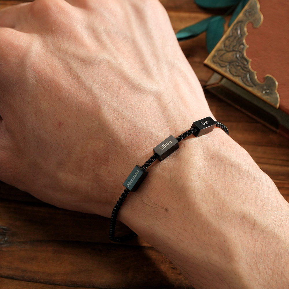 Bracelet Personnalisé Pour Papa, Bracelet Prénom Enfant, Bijoux De Famille, Cadeau Personnalisé Pour Papa, Cadeau Pour Mari, Cadeau Pour La Fête Des Pères