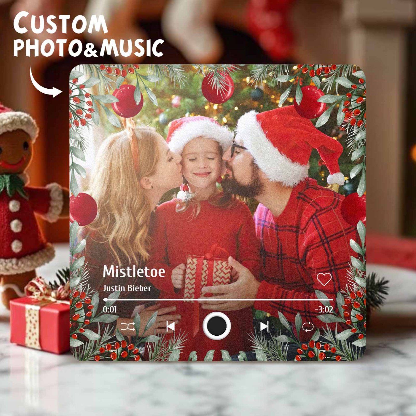 Aimant De Réfrigérateur Avec Photo Personnalisée, Cadeaux De Noël Pour Les Amoureux, Aimants Musicaux Personnalisés, Peuvent Jouer Des Chansons - MapLunelampeFr
