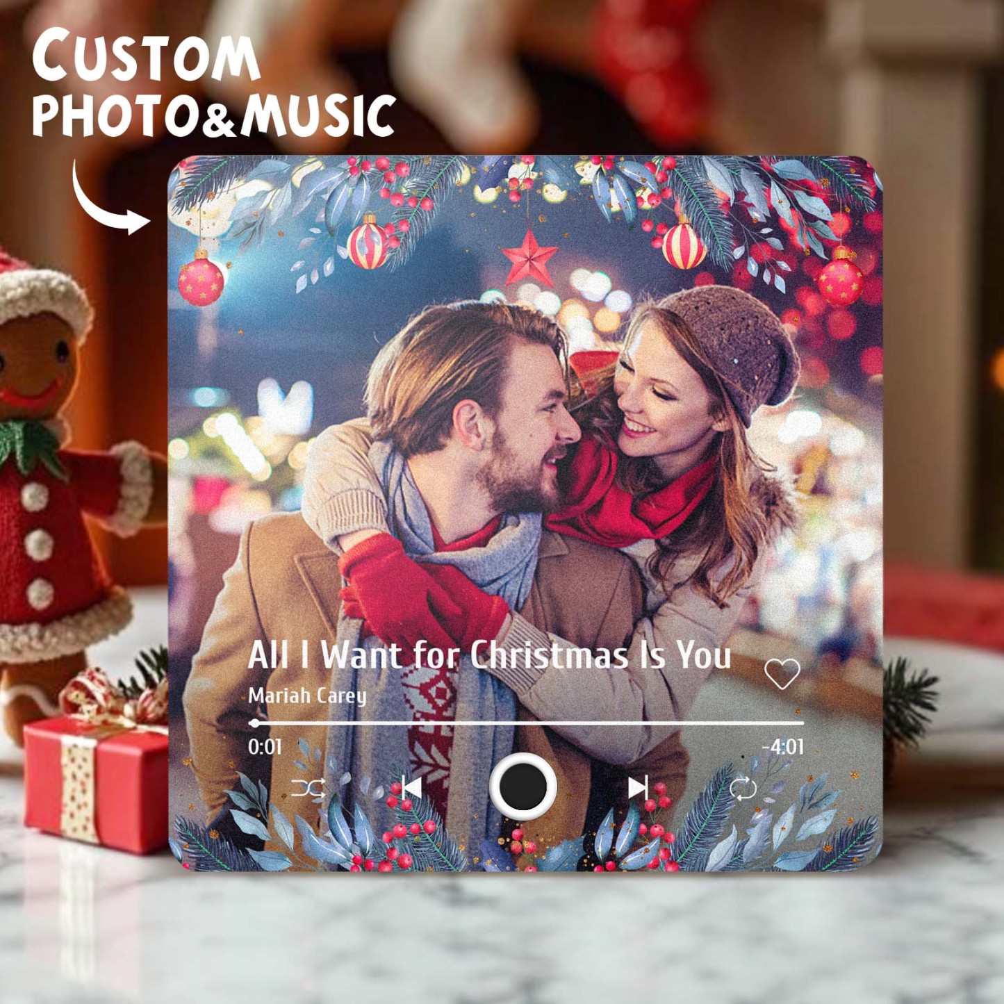 Aimant De Réfrigérateur Avec Photo Personnalisée, Cadeaux De Noël Pour Les Amoureux, Aimants Musicaux Personnalisés, Peuvent Jouer Des Chansons - MapLunelampeFr