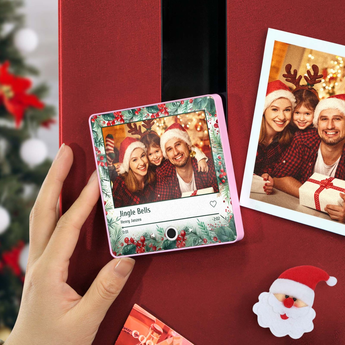 Aimant De Réfrigérateur Avec Photo Personnalisée, Cadeaux De Noël Pour Les Amoureux, Aimants Musicaux Personnalisés, Peuvent Jouer Des Chansons - MapLunelampeFr