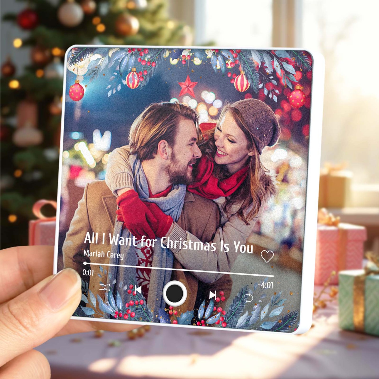 Aimant De Réfrigérateur Avec Photo Personnalisée, Cadeaux De Noël Pour Les Amoureux, Aimants Musicaux Personnalisés, Peuvent Jouer Des Chansons - MapLunelampeFr