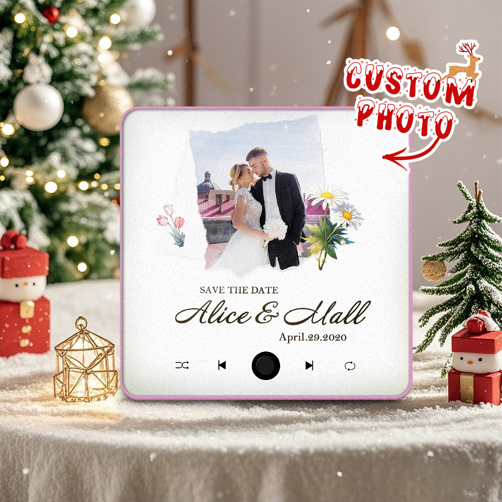 Aimant De Réfrigérateur Personnalisé Avec Photo De Mariage, Cadeau De Noël Pour Couples, Aimants Musicaux Personnalisés, Peuvent Jouer Des Chansons - MapLunelampeFr