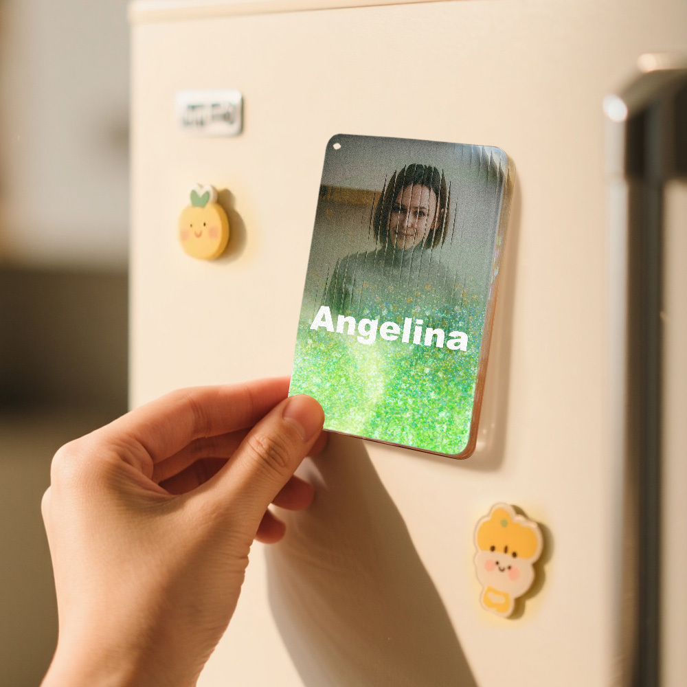 Aimant De Réfrigérateur En Verre Personnalisé Avec Réfraction De Dessin Animé, Style Portrait De Dessin Animé, Sables Mouvants, Cadeau De Noël Personnalisé - MapLunelampeFr