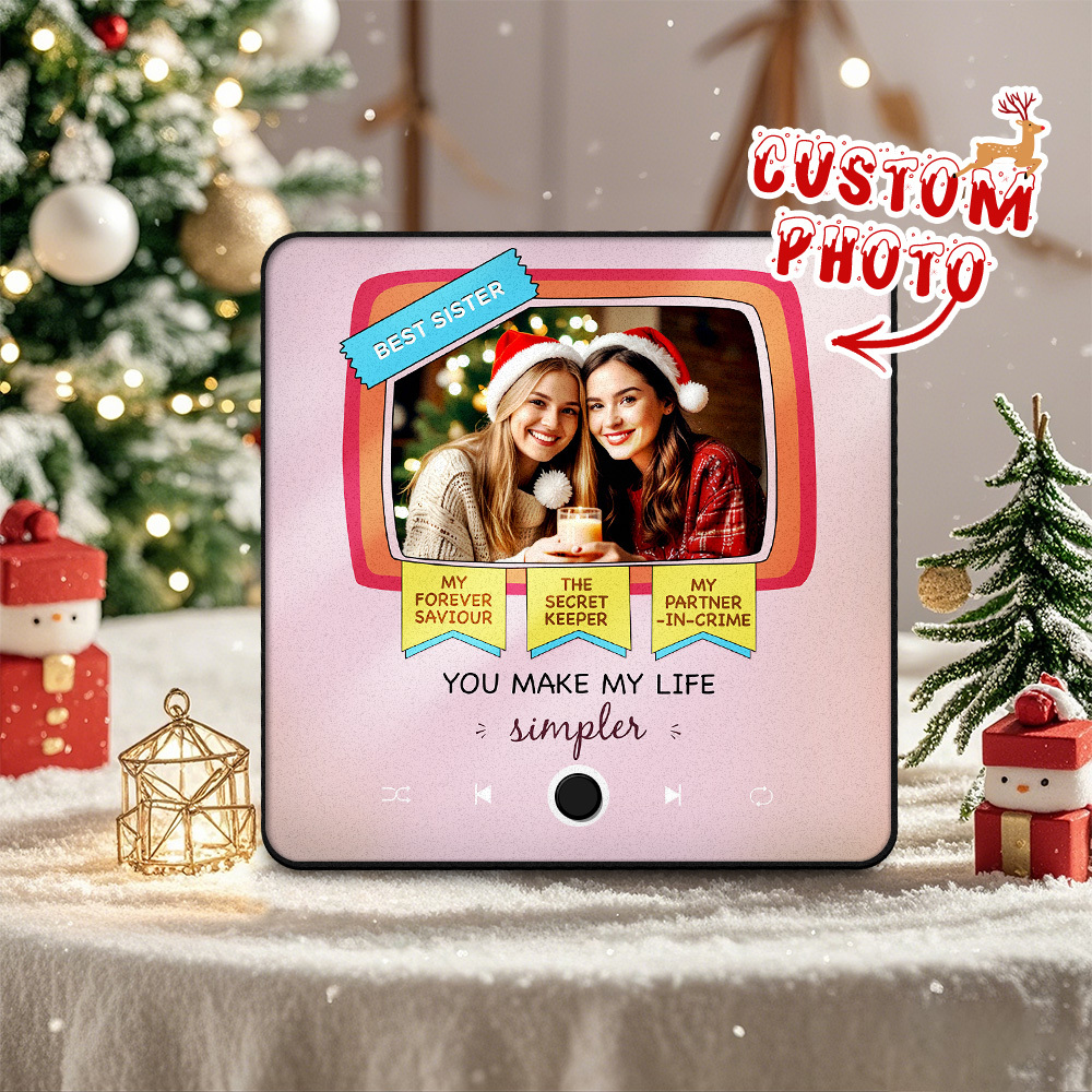 Aimant De Réfrigérateur Avec Photo Personnalisée, Cadeau De Noël Pour Sœurs Et Frères, Aimants Musicaux Personnalisés, Peuvent Jouer Des Chansons
