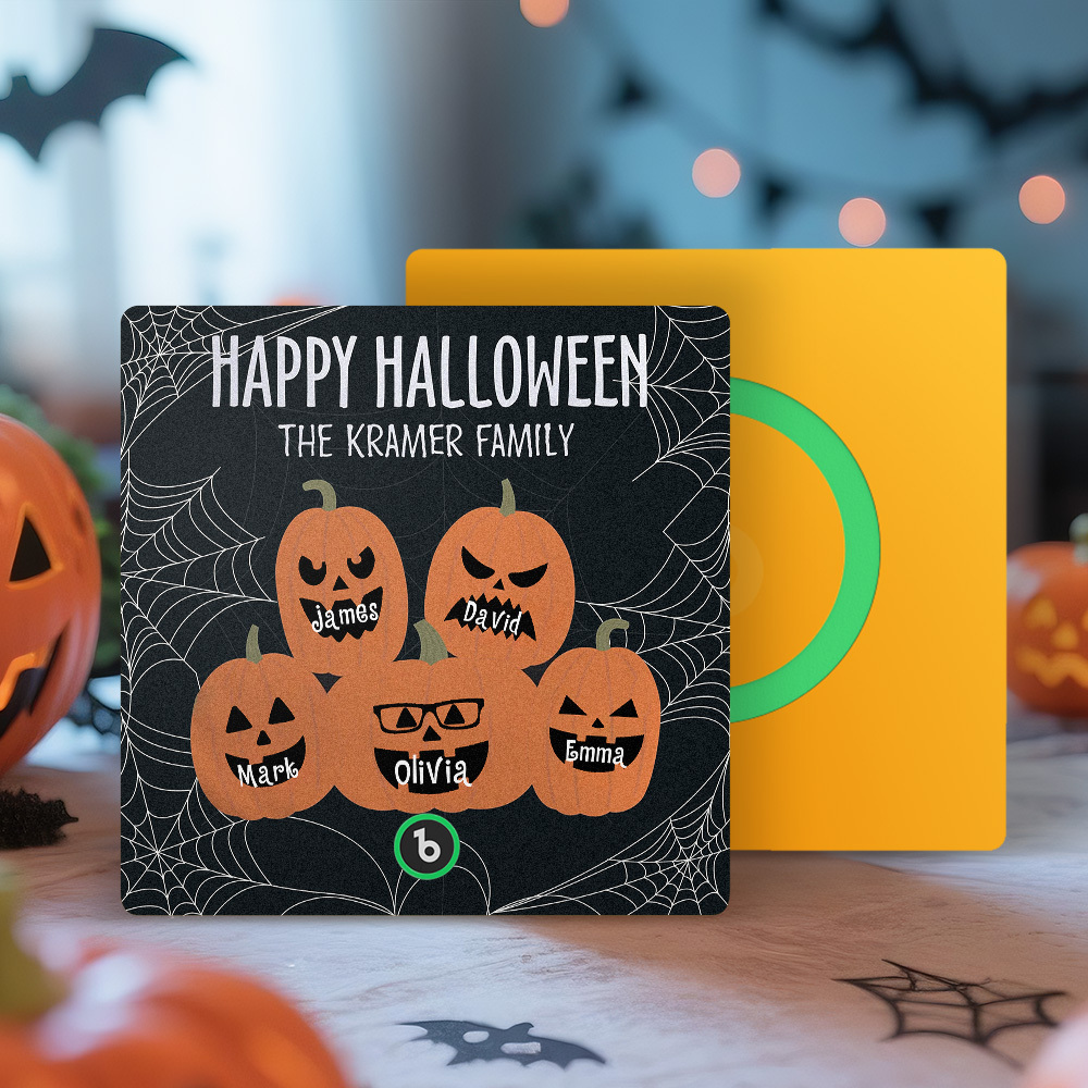 Aimant De Réfrigérateur Personnalisé Avec Visage Et Nom De Citrouille, Musique, Aimant De Réfrigérateur Personnalisé Pour La Famille De Citrouilles D'halloween, Cadeau D'halloween - MapLunelampeFr