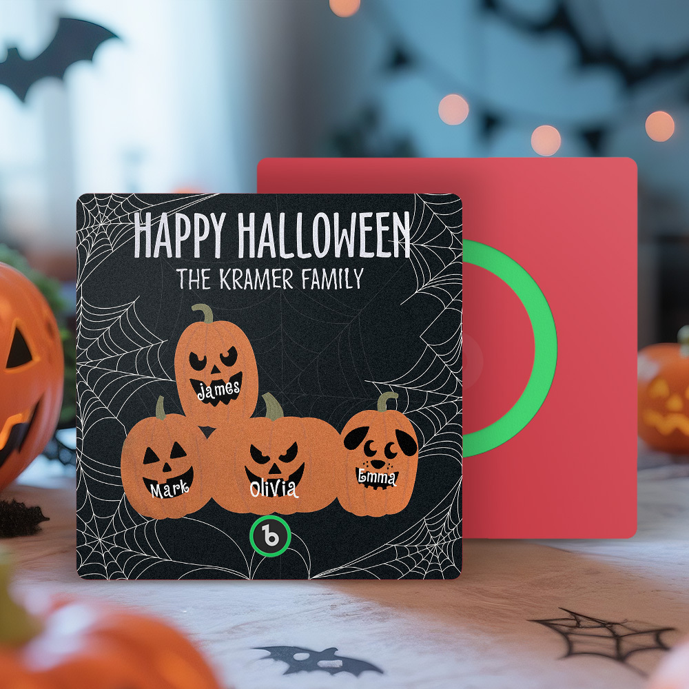 Aimant De Réfrigérateur Personnalisé Avec Visage Et Nom De Citrouille, Musique, Aimant De Réfrigérateur Personnalisé Pour La Famille De Citrouilles D'halloween, Cadeau D'halloween - MapLunelampeFr