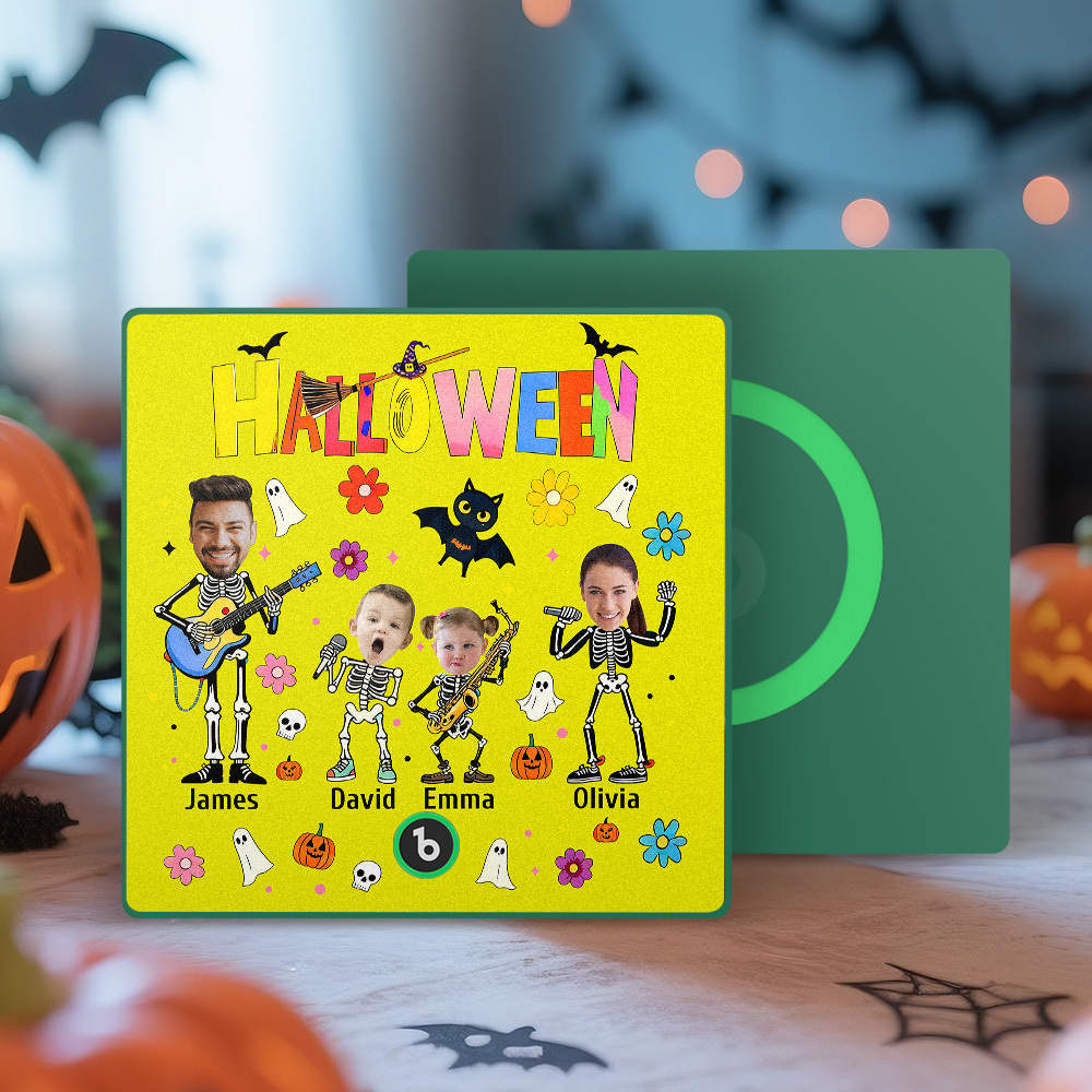 Aimant De Réfrigérateur Halloween Photos Et Noms Personnalisés Aimant De Réfrigérateur De Musique Personnalisé Votre Propre Nom De Visage Aimant De Réfrigérateur Cadeau De Famille - MapLunelampeFr