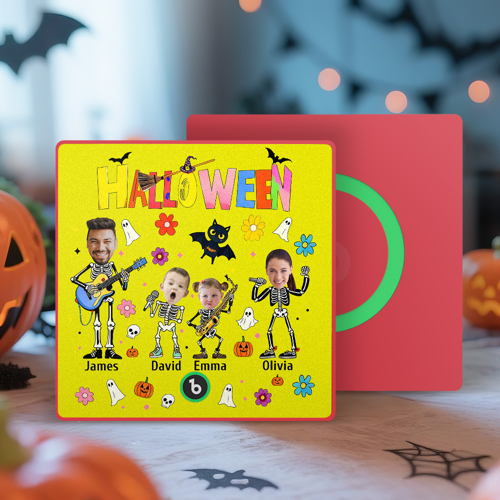 Aimant De Réfrigérateur Halloween Photos Et Noms Personnalisés Aimant De Réfrigérateur De Musique Personnalisé Votre Propre Nom De Visage Aimant De Réfrigérateur Cadeau De Famille - MapLunelampeFr