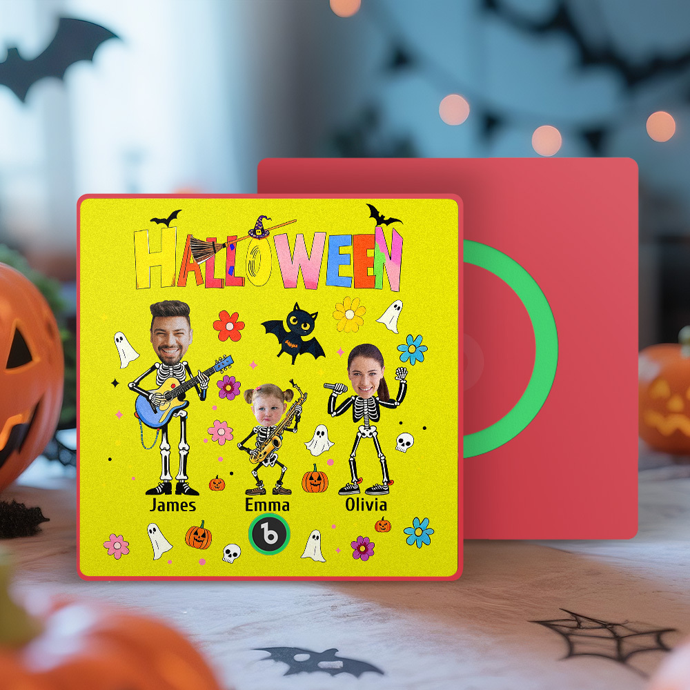 Aimant De Réfrigérateur Halloween Photos Et Noms Personnalisés Aimant De Réfrigérateur De Musique Personnalisé Votre Propre Nom De Visage Aimant De Réfrigérateur Cadeau De Famille - MapLunelampeFr